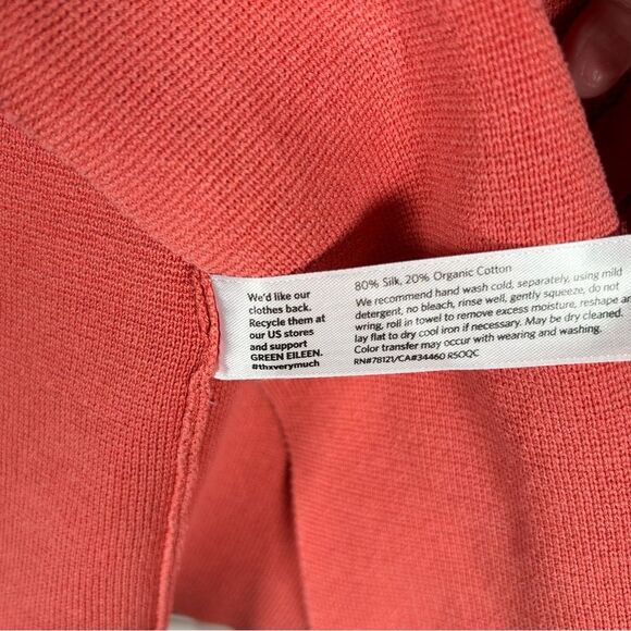 Eileen Fisher Cardigan Coral Silk Organic Cotton Interlock Knit Open Front S - Picture 9 of 9